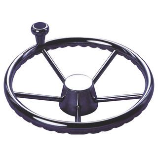 Five Spoke Stainless Steel Steering Wheel With Swivel Knob 393mm Diameter