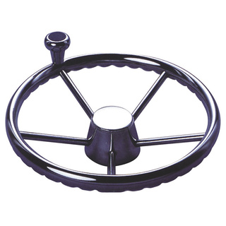 Five Spoke Stainless Steel Steering Wheel With Swivel Knob 340mm Diameter