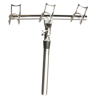 Stainless Steel 3 Rod Holder With Adjustable 3-Way Joint Rail Mount