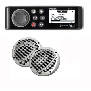 Fusion RA70 Complete Marine Stereo Entertainment Pack With EL602 150W Round Speakers