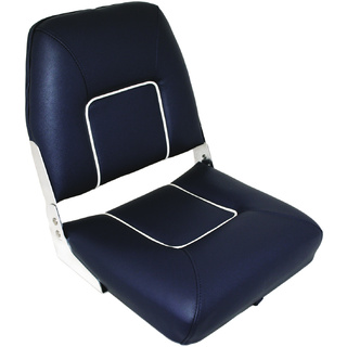 Heavy Duty Bosun Upholstered Folding Seat Dark Blue With White Piping