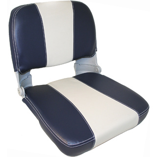 Heavy Duty Captain Upholstered Folding Seat Grey and Dark Blue