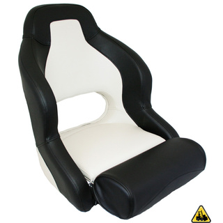 Heavy Duty Admiral Upholstered Helmsman Seat With Folding Bolster Black And Light Grey