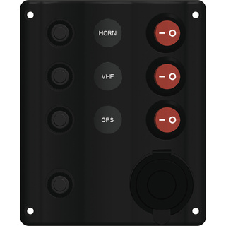 Switch Panel Deluxe LED Lit Switches And Circuit Breakers Plus Power Socket