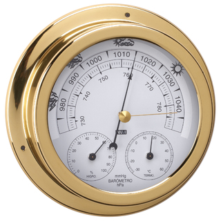 Brass Barometer, Thermometer And Hygrometer 120mm Face
