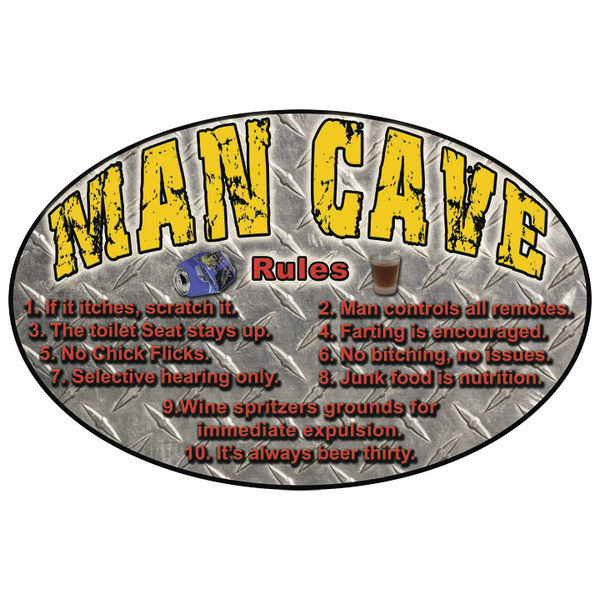 Tin Sign 'Man Cave' Large Oval