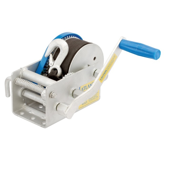 Atlantic Manual Trailer Winch 15:1-5:1-1:1 1500kg Strap