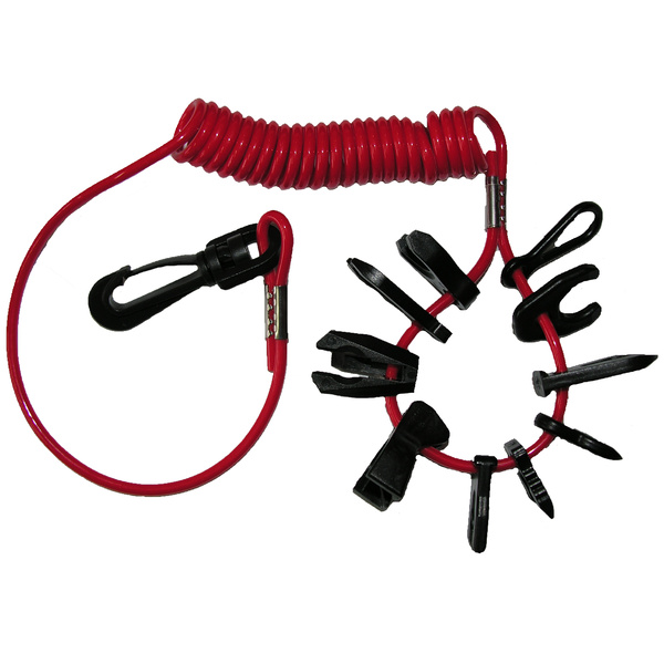 10 Key Emergency Cut-Off Kill Switch Key Kit With Coiled Safety Lanyard And Convenient Swivel Snap Hook