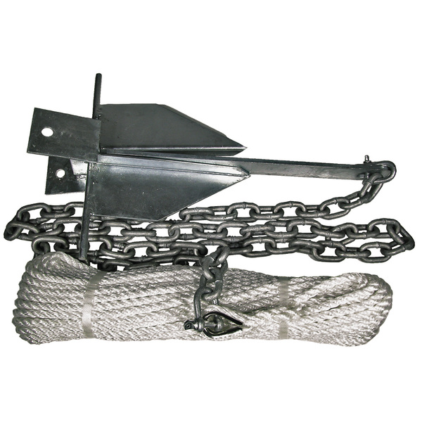 Sand Anchor Kit Includes 6lb Sand Anchor, 30m x 8mm Rope, 2m x 6mm Chain