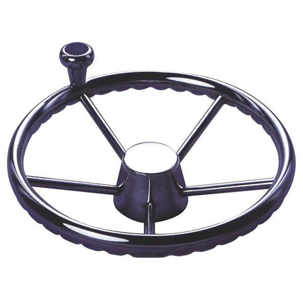 Five Spoke Stainless Steel Steering Wheel With Swivel Knob 340mm Diameter