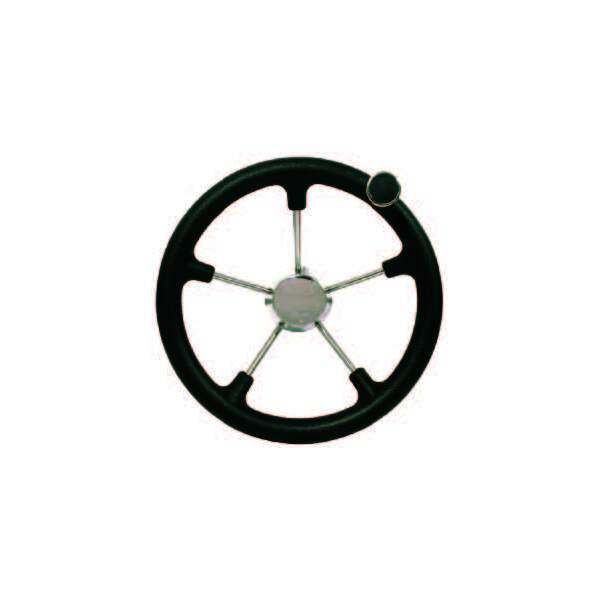 Five Spoke Padded Stainless Steel Steering Wheel With Swivel Knob 285mm Diameter
