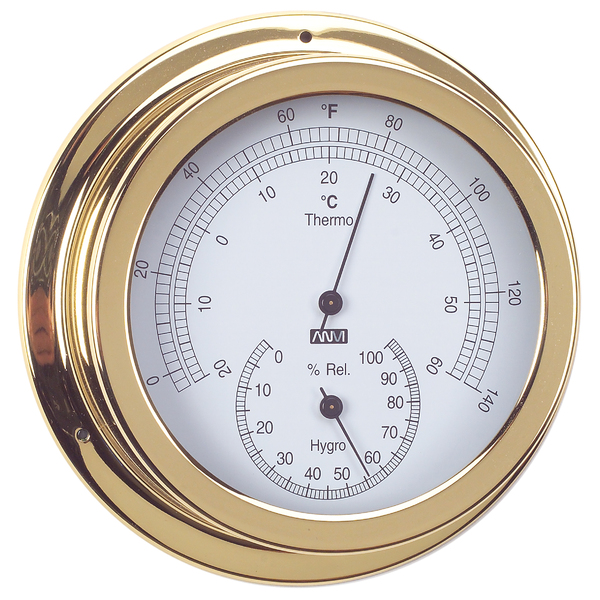 Brass Thermometer And Hygrometer 120mm Face