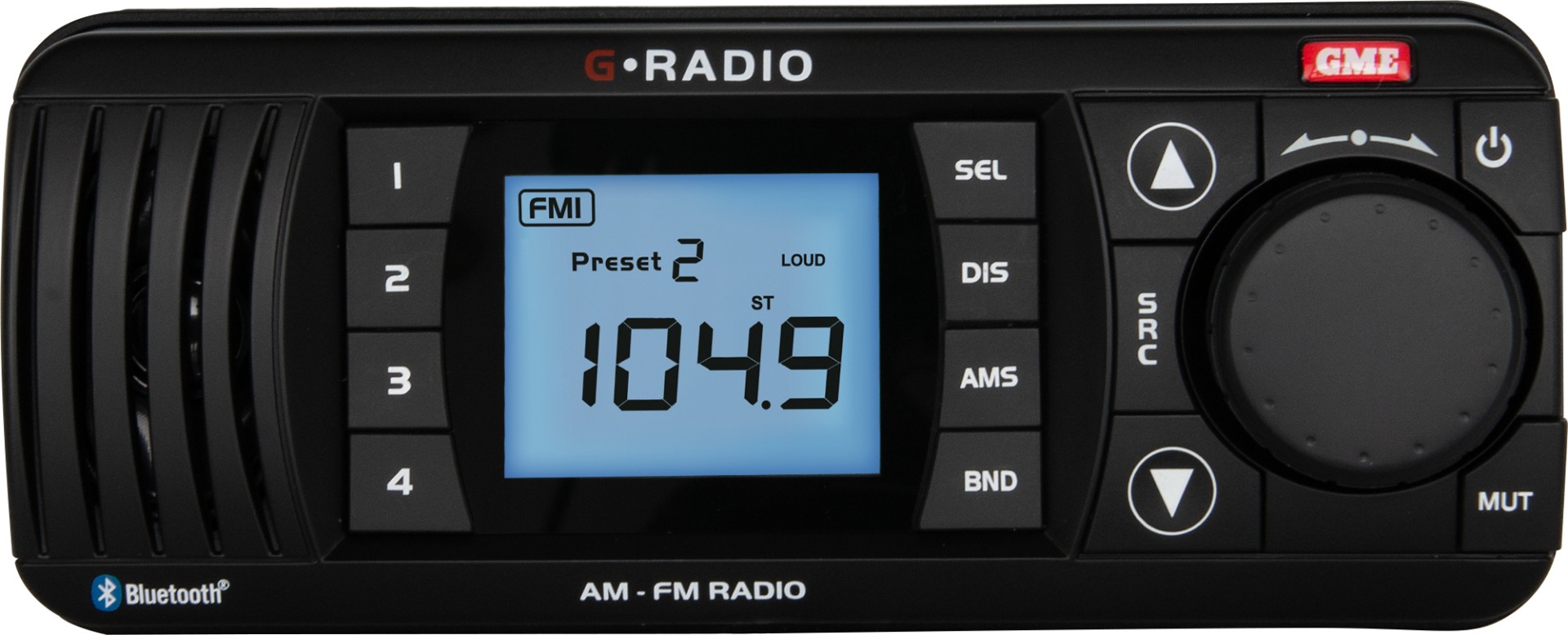 GR300BTB AM/FM IP67 Marine Stereo with Bluetooth - Black