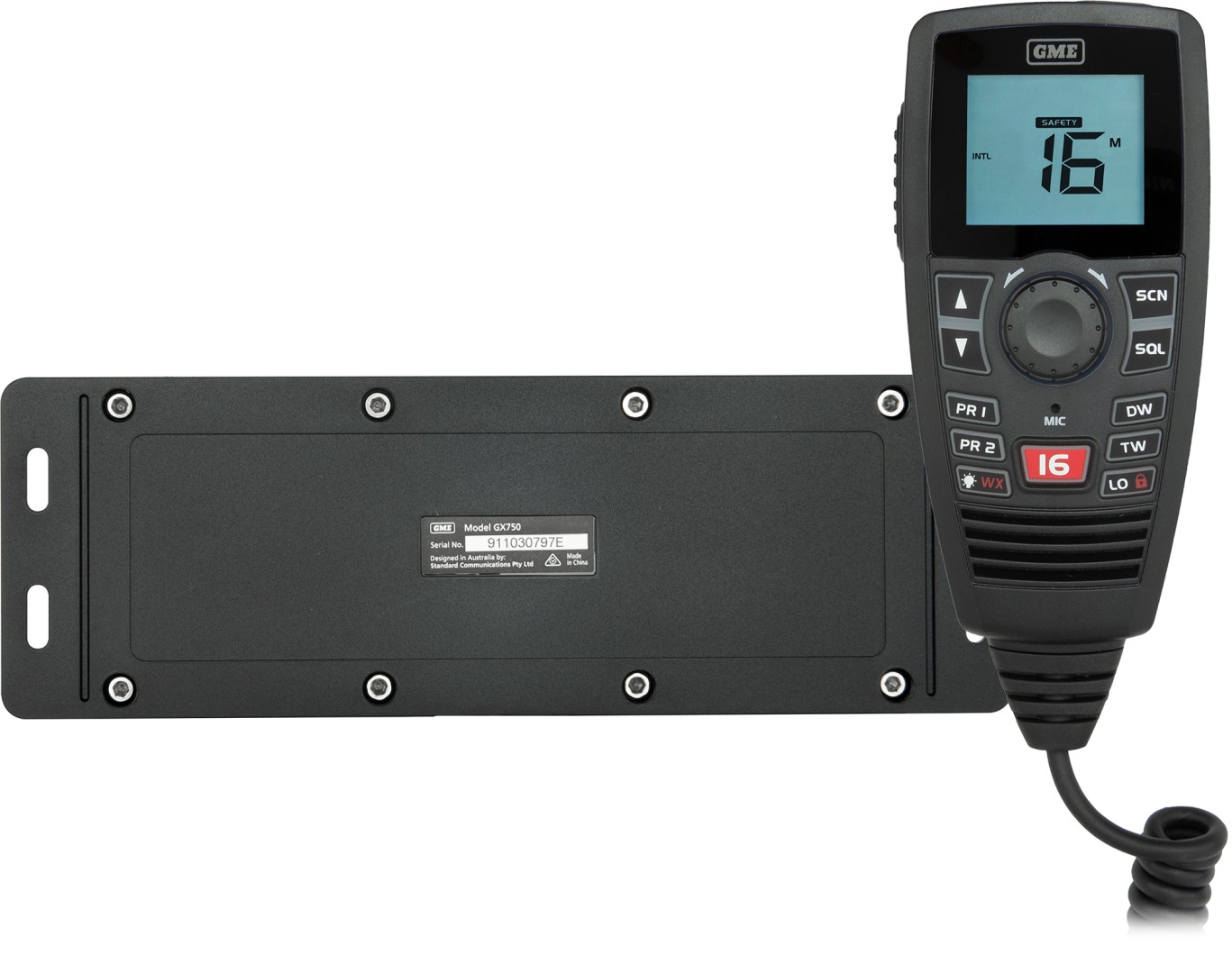 GX750B Black Box VHF Marine Radio - Black