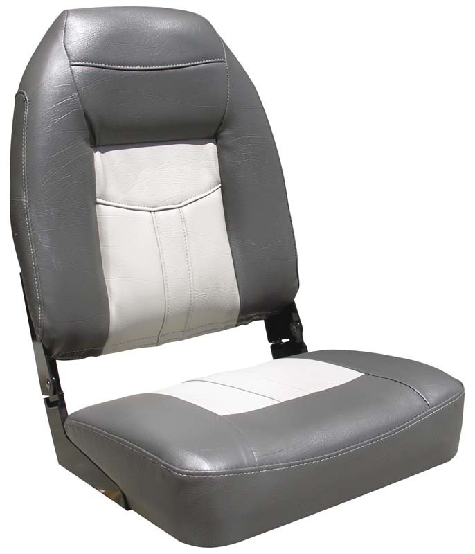 Deluxe High Back Upholstered Folding Seat With Aluminium Hinges  Charcoal And Grey